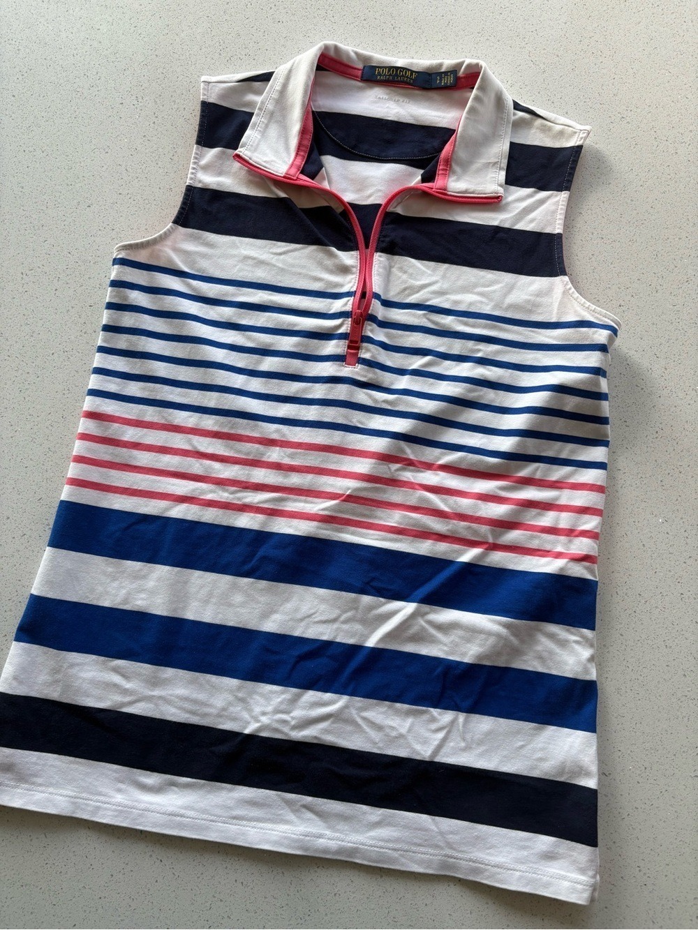 Polo Golf Ralph Lauren Striped Sleeveless Zip Polo